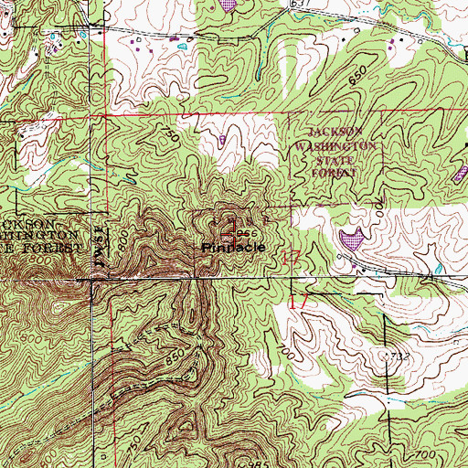 Topographic Map of Pinnacle, IN