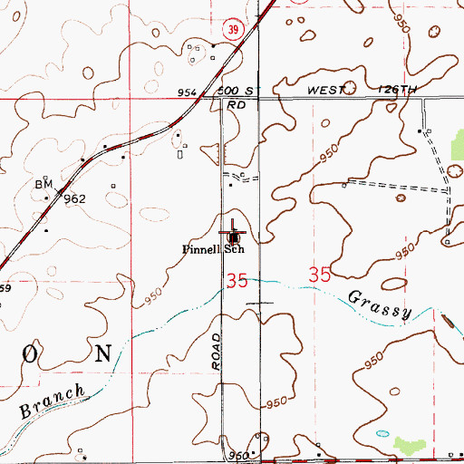 Topographic Map of Pinnell School, IN