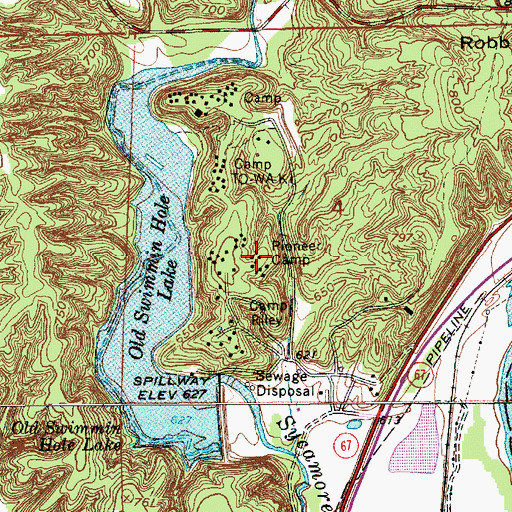 Topographic Map of Pioneer Camp, IN