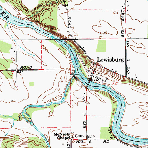Topographic Map of Pipe Creek, IN