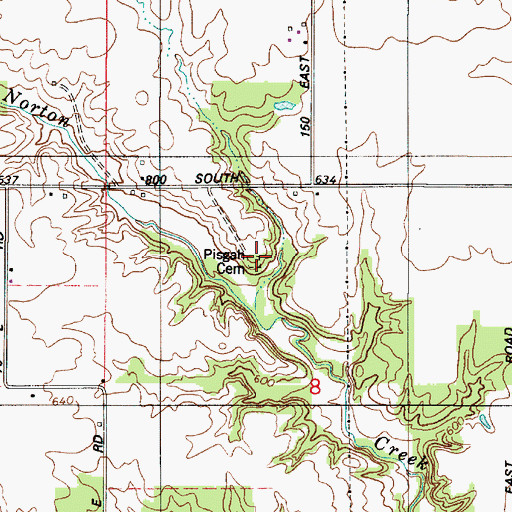 Topographic Map of Pisgah Cemetery, IN