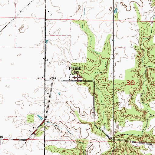 Topographic Map of Pisgah Cemetery, IN