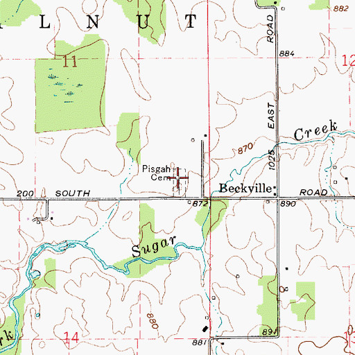 Topographic Map of Pisgah Cemetery, IN