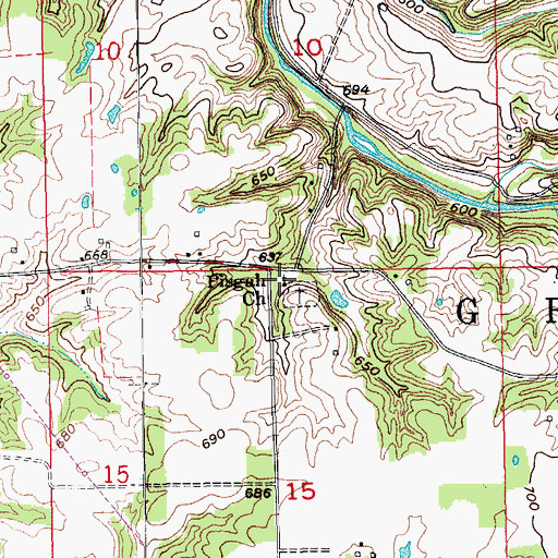 Topographic Map of Pisgah Church, IN