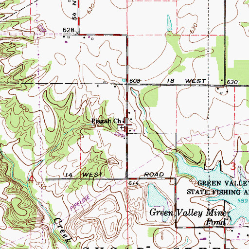 Topographic Map of Pisgah Church, IN