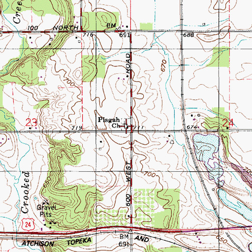 Topographic Map of Pisgah Church, IN