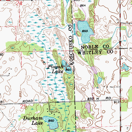 Topographic Map of Pisgah Lake, IN