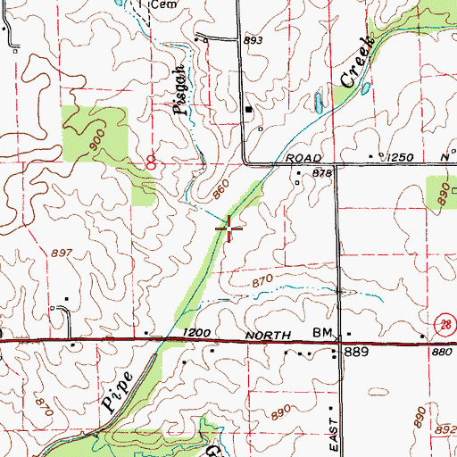 Topographic Map of Pisgah Run, IN