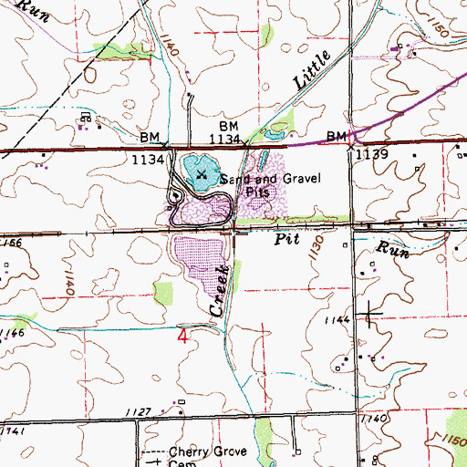 Topographic Map of Pit Run, IN