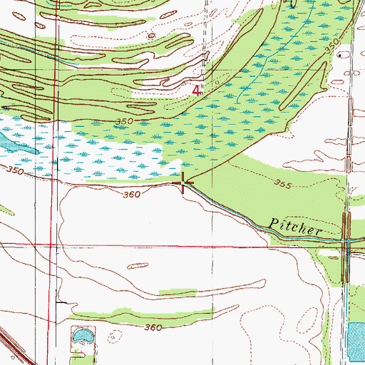 Topographic Map of Pitcher Creek, IN