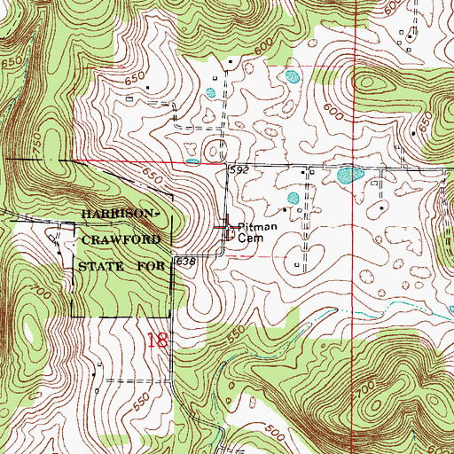 Topographic Map of Pitman Cemetery, IN