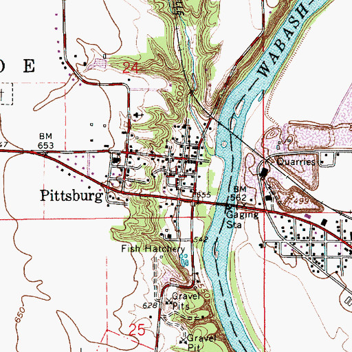 Topographic Map of Pittsburg, IN