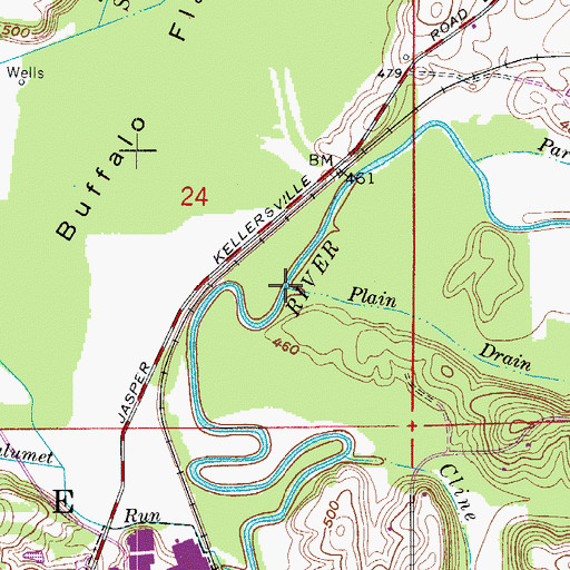 Topographic Map of Plain Drain, IN