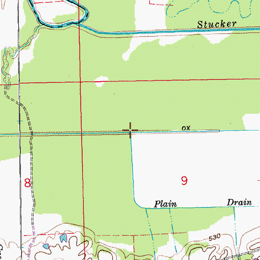 Topographic Map of Plain Drain, IN