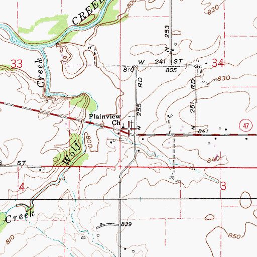 Topographic Map of Plainview Church, IN