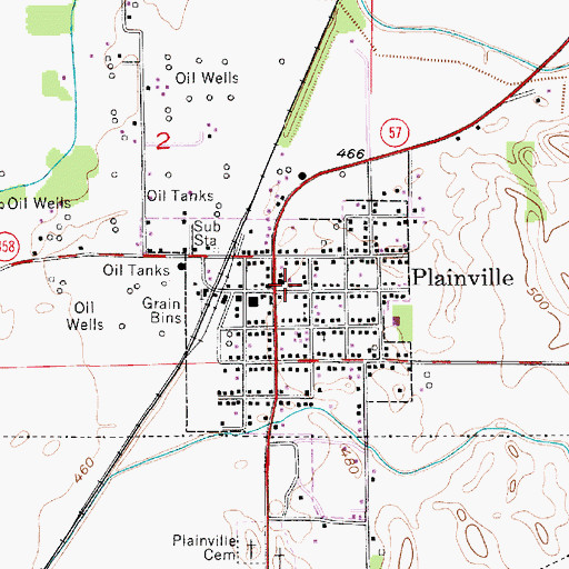 Topographic Map of Plainville, IN