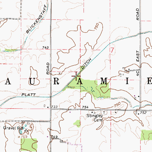 Topographic Map of Platt Ditch, IN