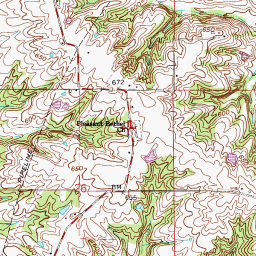 Topographic Map of Pleasant Bethel Church, IN