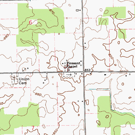 Topographic Map of Pleasant Chapel, IN