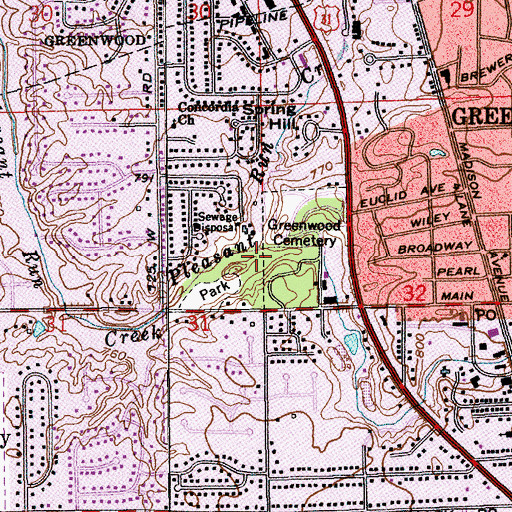 Topographic Map of Pleasant Creek, IN