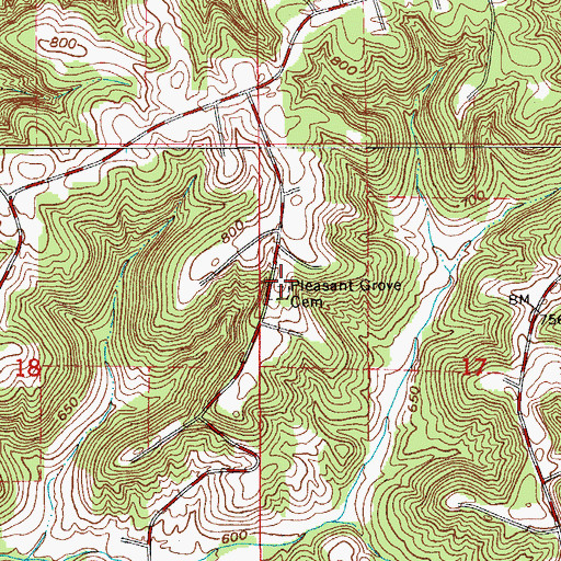Topographic Map of Pleasant Grove Cemetery, IN