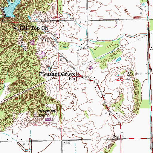 Topographic Map of Pleasant Grove Church, IN
