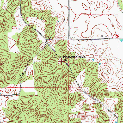 Topographic Map of Pleasant Grove Church, IN