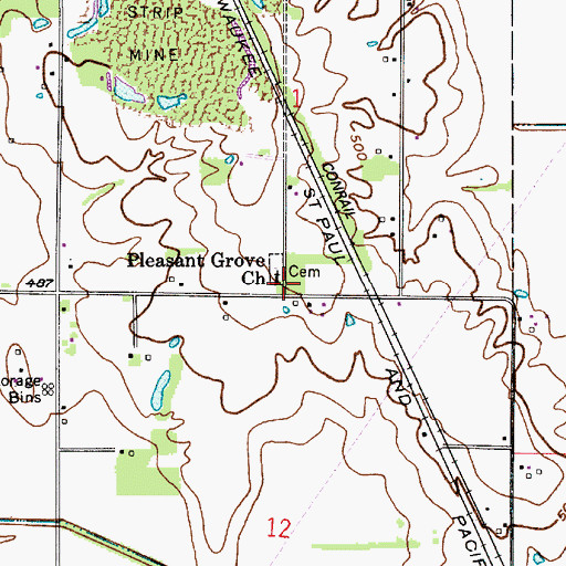 Topographic Map of Pleasant Grove Church, IN