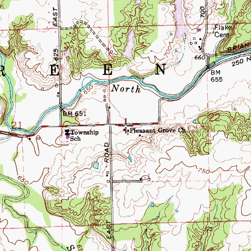 Topographic Map of Pleasant Grove Church, IN