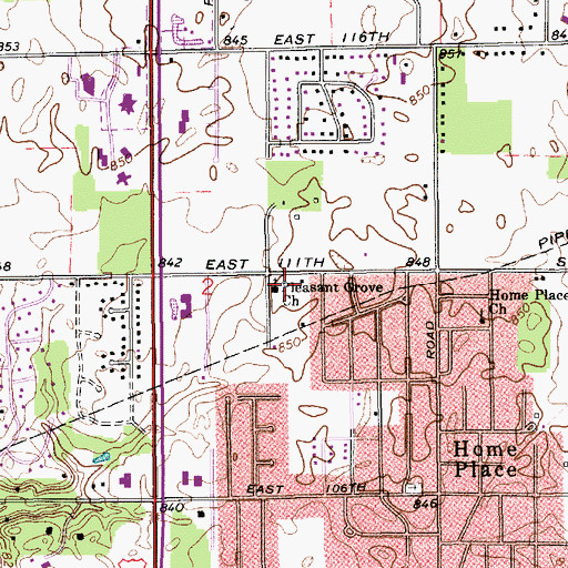 Topographic Map of Pleasant Grove Church, IN