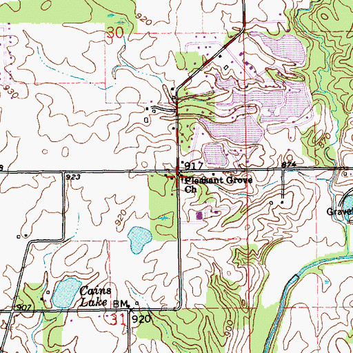 Topographic Map of Pleasant Grove Church, IN