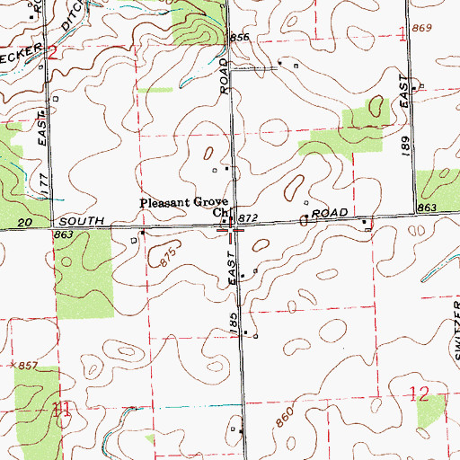 Topographic Map of Pleasant Grove Church, IN