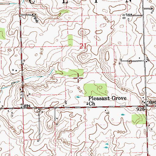 Topographic Map of Pleasant Grove Church, IN