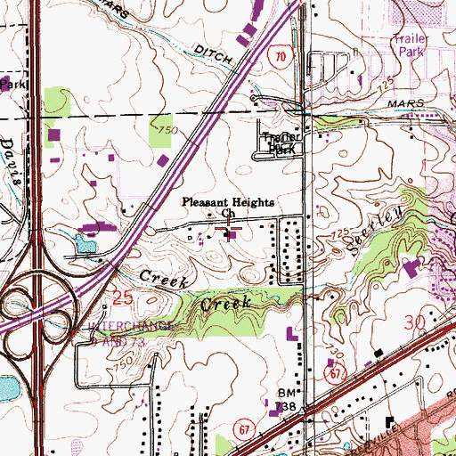 Topographic Map of Pleasant Heights Baptist Church, IN