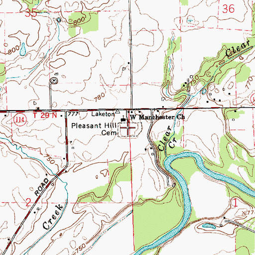 Topographic Map of Pleasant Hill Cemetery, IN