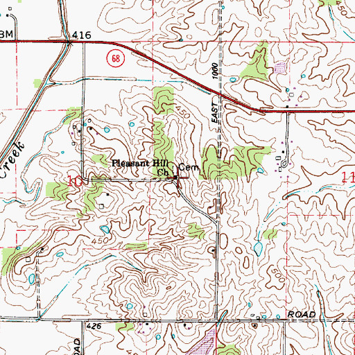 Topographic Map of Pleasant Hill Church, IN