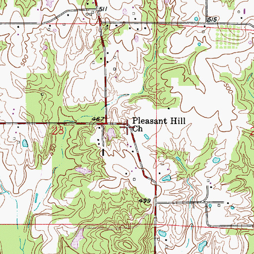 Topographic Map of Pleasant Hill Church, IN