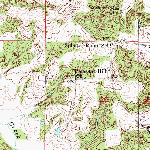 Topographic Map of Pleasant Hill Church, IN