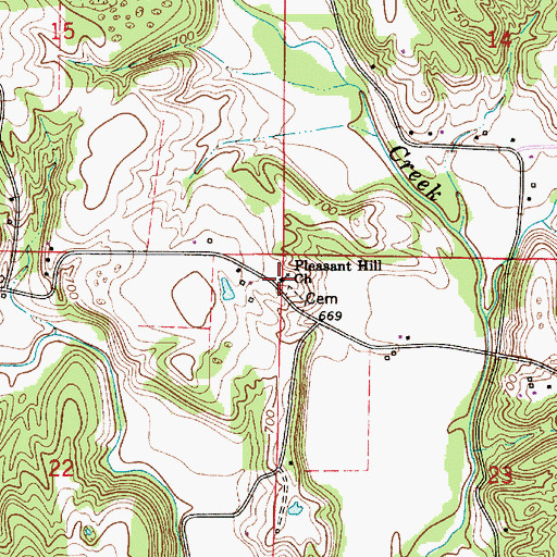 Topographic Map of Pleasant Hill Church, IN