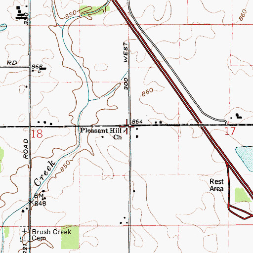 Topographic Map of Pleasant Hill Church, IN