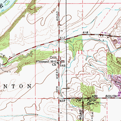 Topographic Map of Pleasant Hill Church, IN