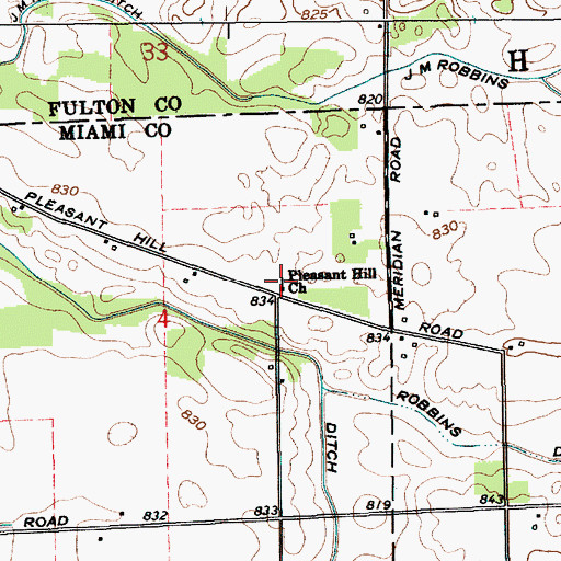 Topographic Map of Pleasant Hill Church, IN