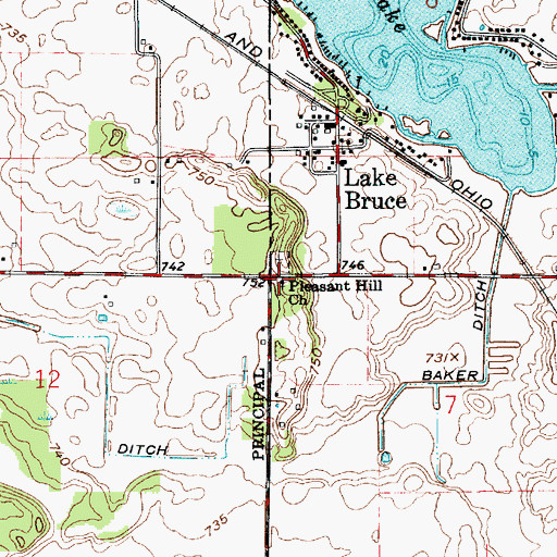Topographic Map of Pleasant Hill Church, IN