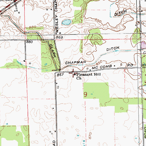 Topographic Map of Pleasant Hill Church, IN