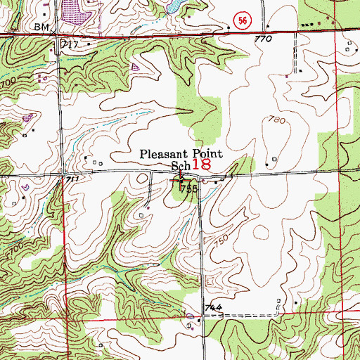 Topographic Map of Pleasant Point School, IN