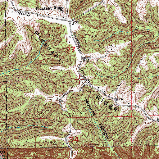 Topographic Map of Pleasant Ridge, IN