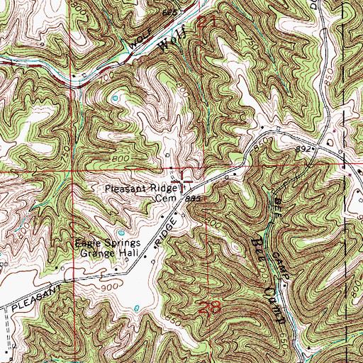 Topographic Map of Pleasant Ridge Cemetery, IN