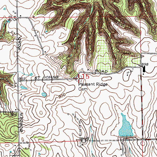 Topographic Map of Pleasant Ridge Cemetery, IN