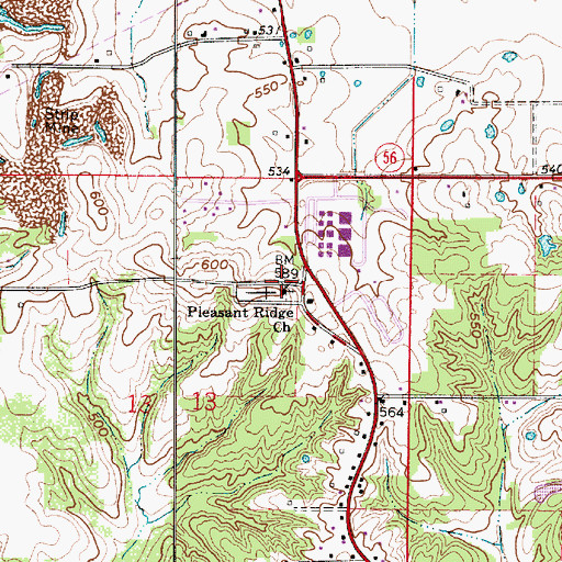 Topographic Map of Pleasant Ridge Church, IN