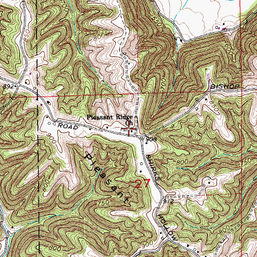 Topographic Map of Pleasant Ridge Church, IN